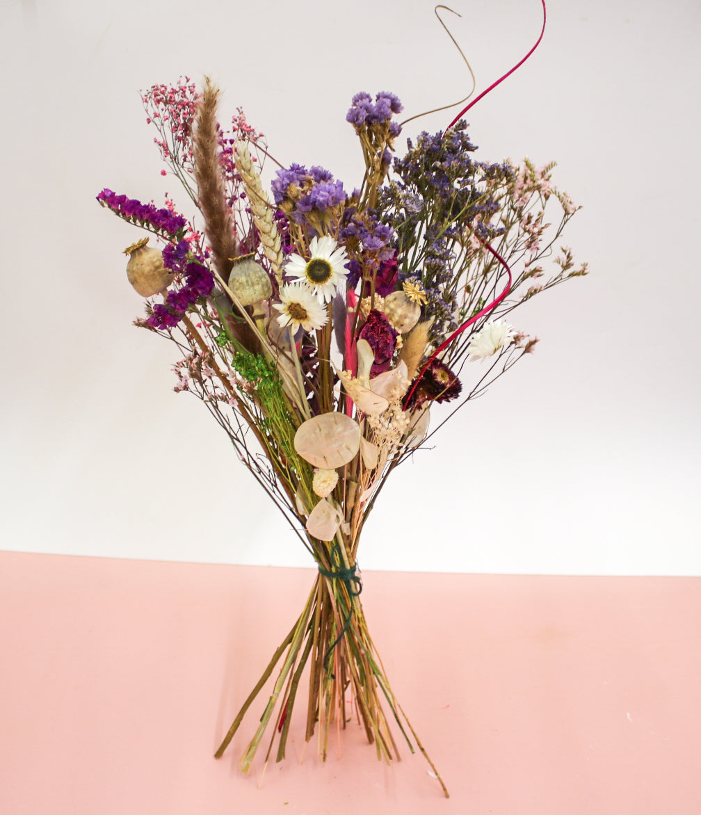 Rustic Wildflower Bouquet with Purple Daisies & Poppy Seed Heads - Dried Flowers, Boho Decor - Magic and Stars -Dried Flowers-Wildest Dreams Flowers