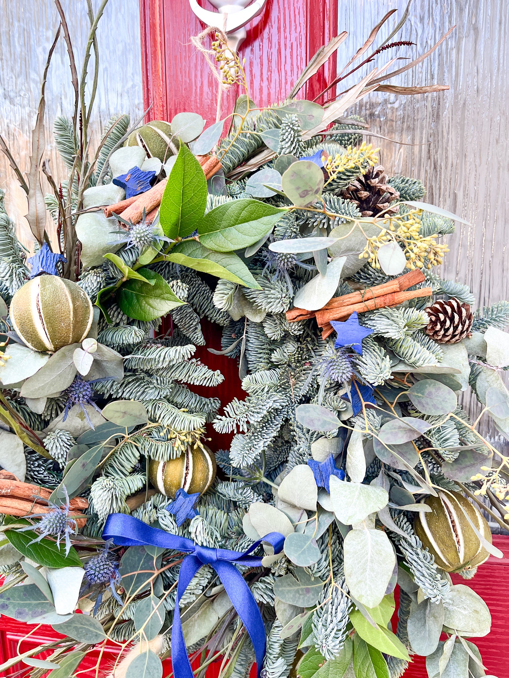 Blue Christmas Wreath | Elegant Winter Wonderland Door Wreath | Luxury Festive Decoration