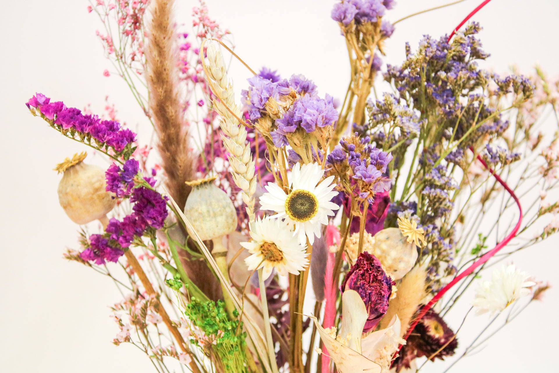 Rustic Wildflower Bouquet with Purple Daisies & Poppy Seed Heads - Dried Flowers, Boho Decor - Magic and Stars -Dried Flowers-Wildest Dreams Flowers