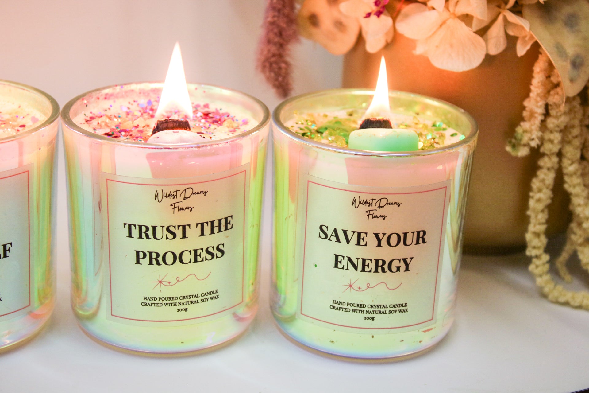 Trust The Process Crystal Candle - Soy Wax Aromatherapy Candle - Magic and Stars -Candles-Wildest Dreams Flowers