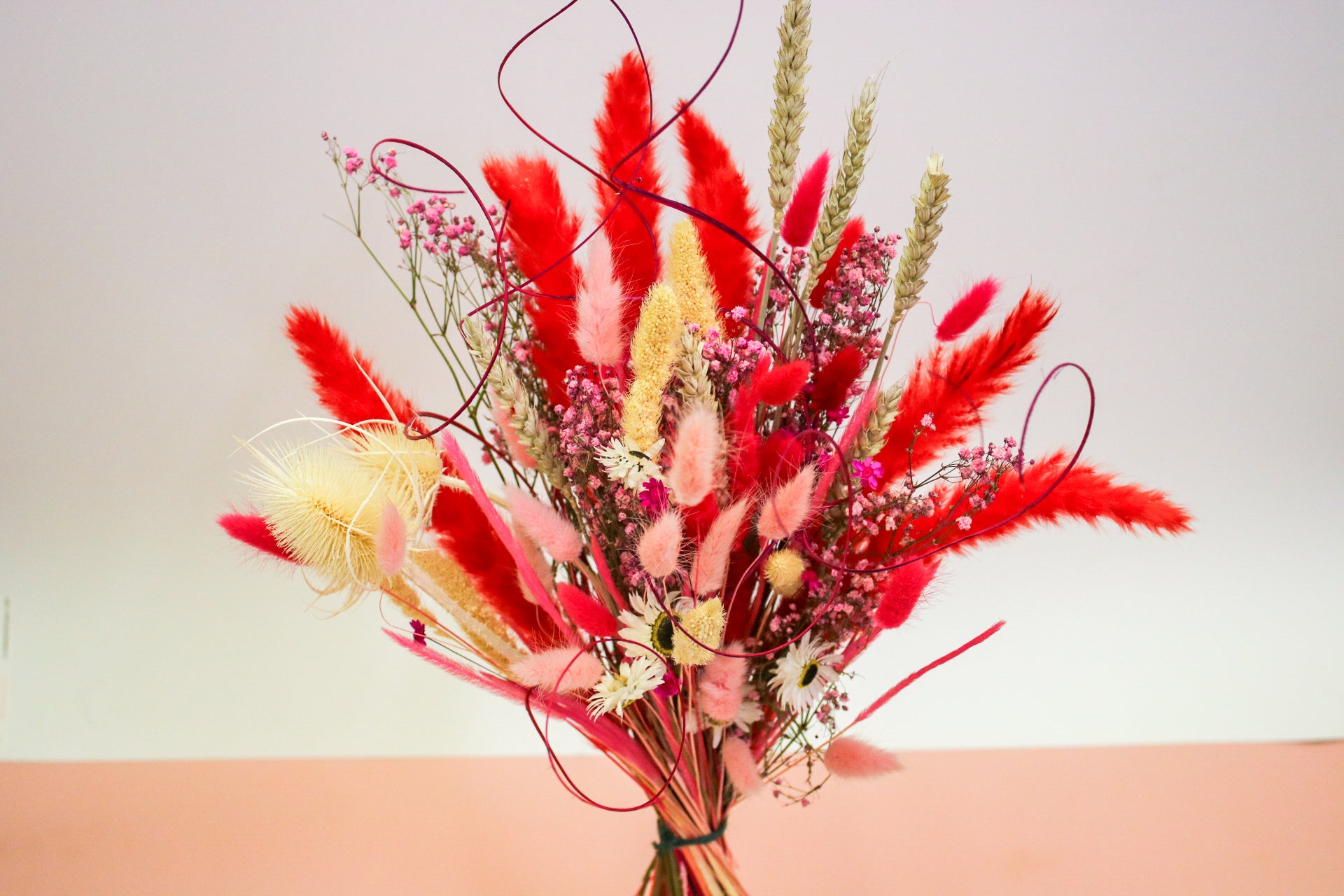 Vibrant Dried Flower Bouquet – Red & Pink Everlasting Decor - Magic and Stars -Dried Flowers-Wildest Dreams Flowers