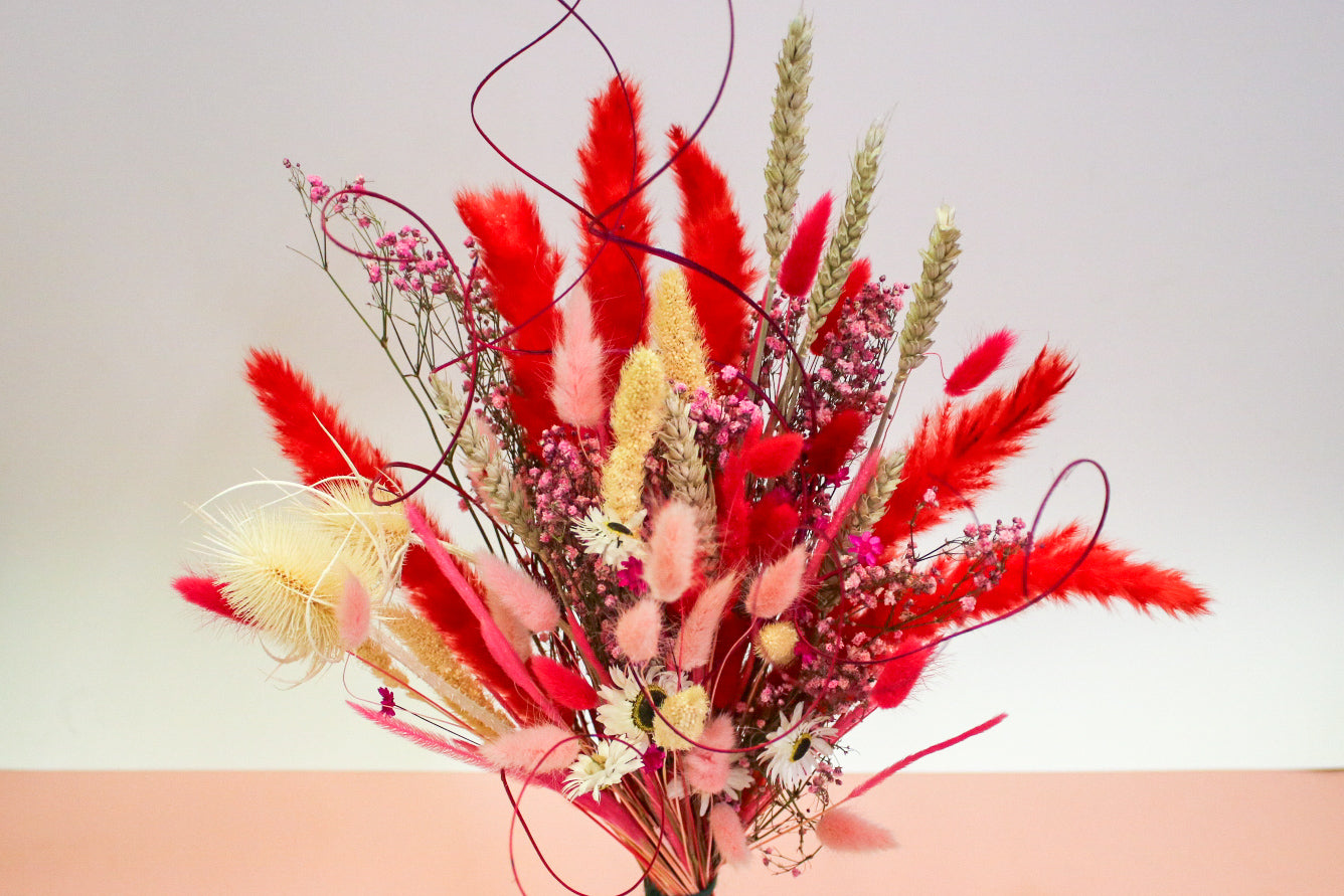 Vibrant Dried Flower Bouquet – Red & Pink Everlasting Decor - Magic and Stars -Dried Flowers-Wildest Dreams Flowers