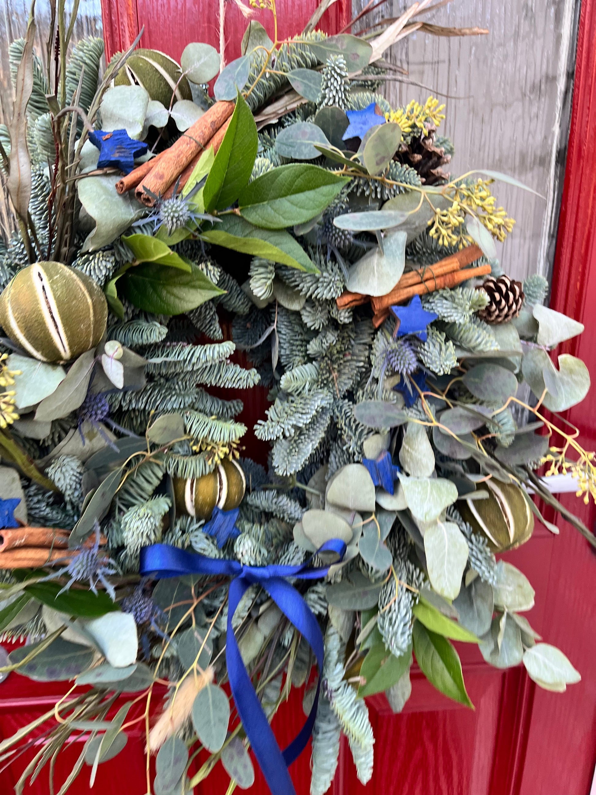 Blue Christmas Wreath | Elegant Winter Wonderland Door Wreath | Luxury Festive Decoration