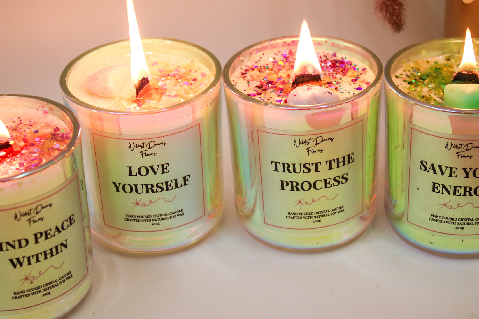 Trust The Process Crystal Candle - Soy Wax Aromatherapy Candle - Magic and Stars -Candles-Wildest Dreams Flowers