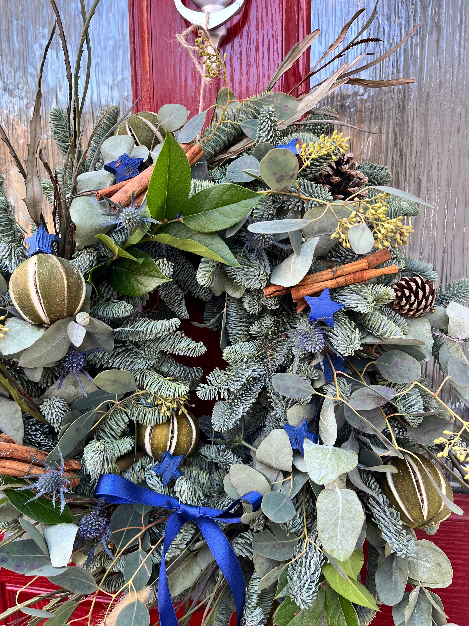 Blue Christmas Wreath | Elegant Winter Wonderland Door Wreath | Luxury Festive Decoration