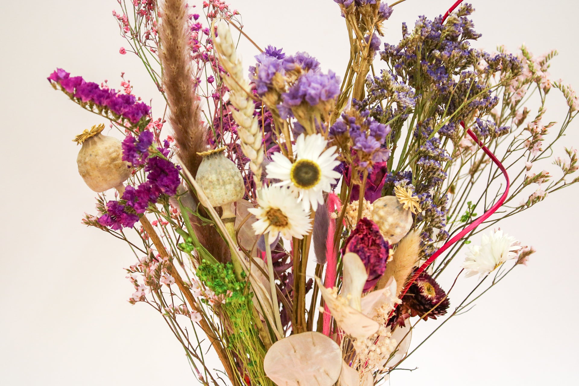 Rustic Wildflower Bouquet with Purple Daisies & Poppy Seed Heads - Dried Flowers, Boho Decor - Magic and Stars -Dried Flowers-Wildest Dreams Flowers