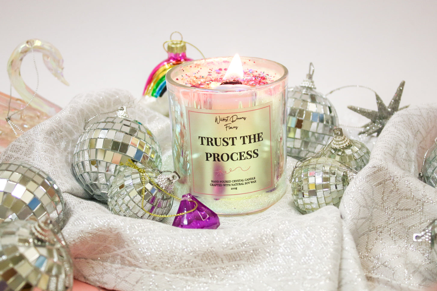 Trust The Process Crystal Candle - Soy Wax Aromatherapy Candle - Magic and Stars -Candles-Wildest Dreams Flowers