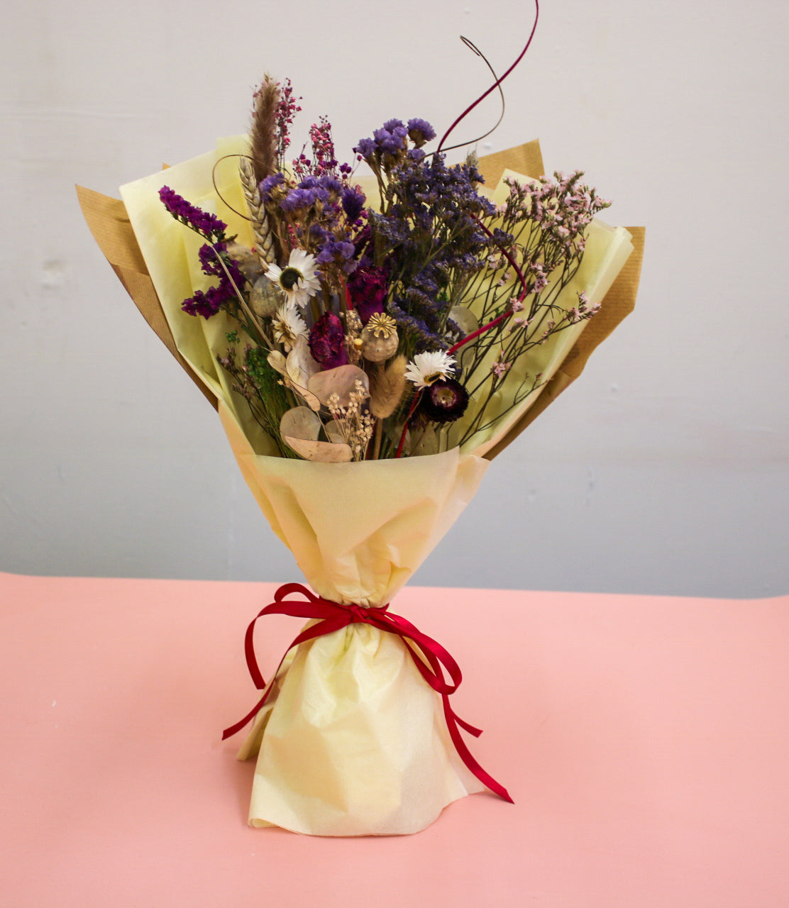 Rustic Wildflower Bouquet with Purple Daisies & Poppy Seed Heads - Dried Flowers, Boho Decor - Magic and Stars -Dried Flowers-Wildest Dreams Flowers