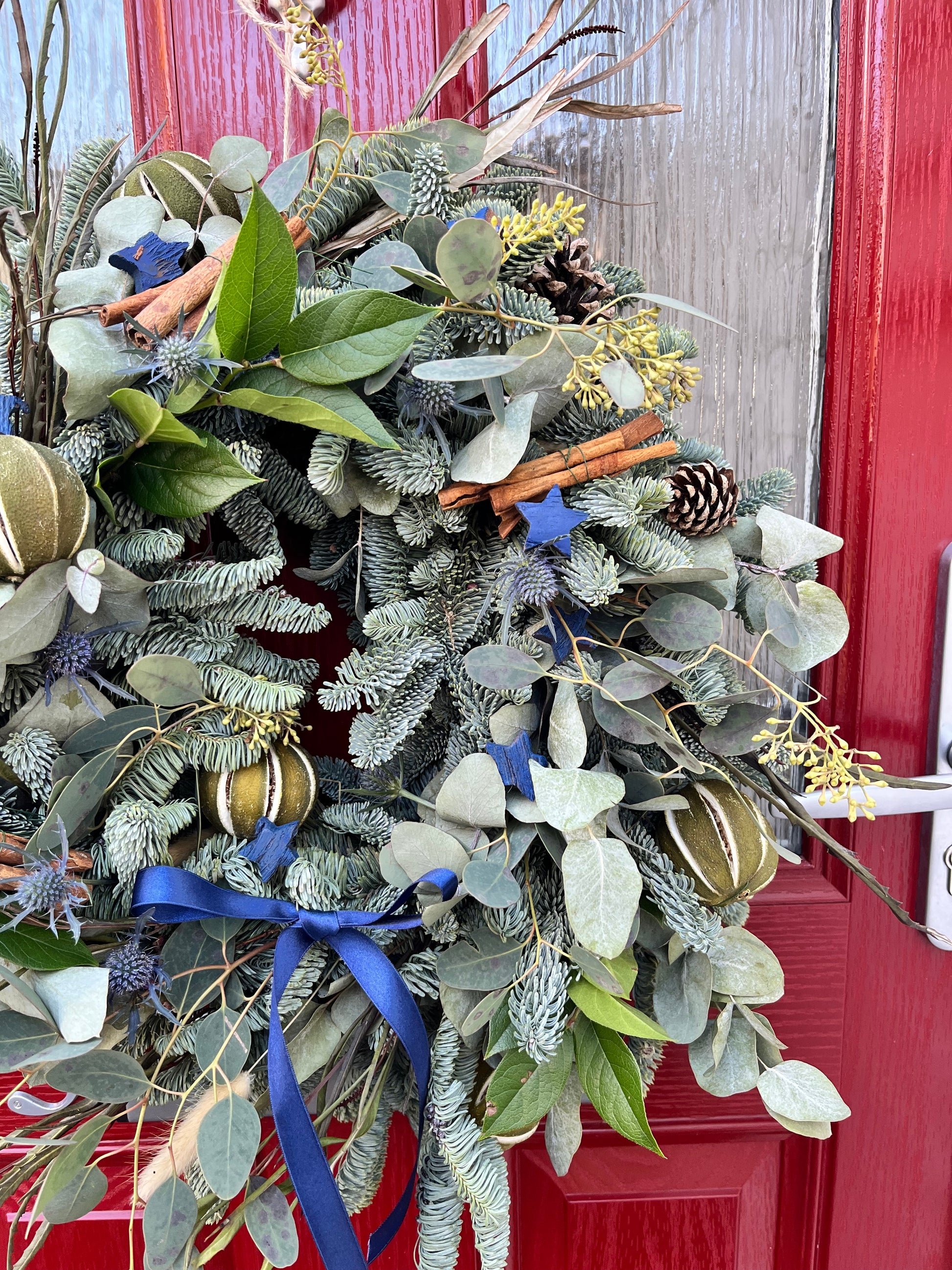 Blue Christmas Wreath | Elegant Winter Wonderland Door Wreath | Luxury Festive Decoration