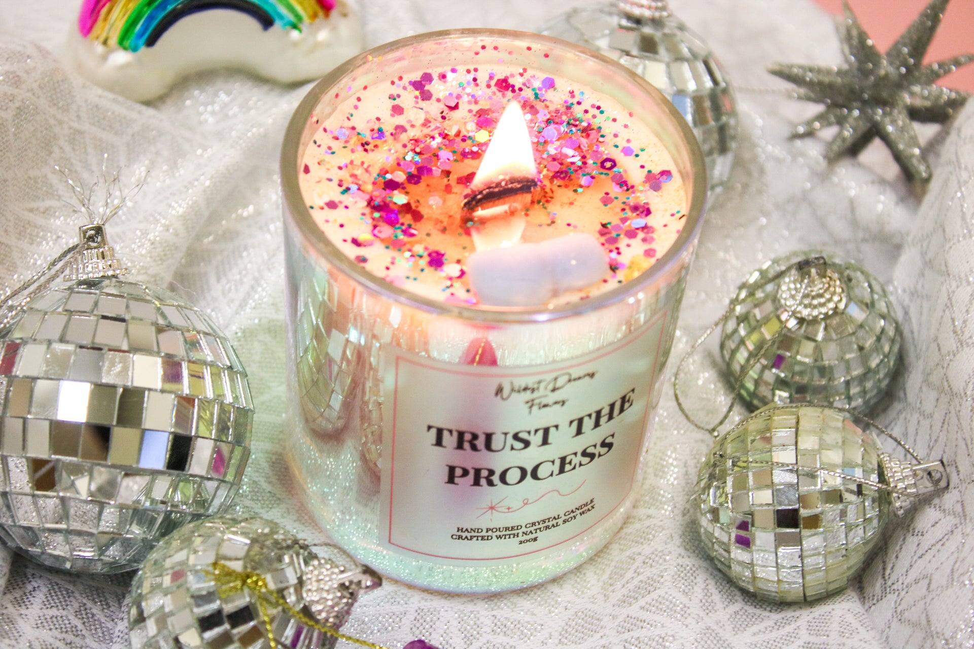 Trust The Process Crystal Candle - Soy Wax Aromatherapy Candle - Magic and Stars -Candles-Wildest Dreams Flowers