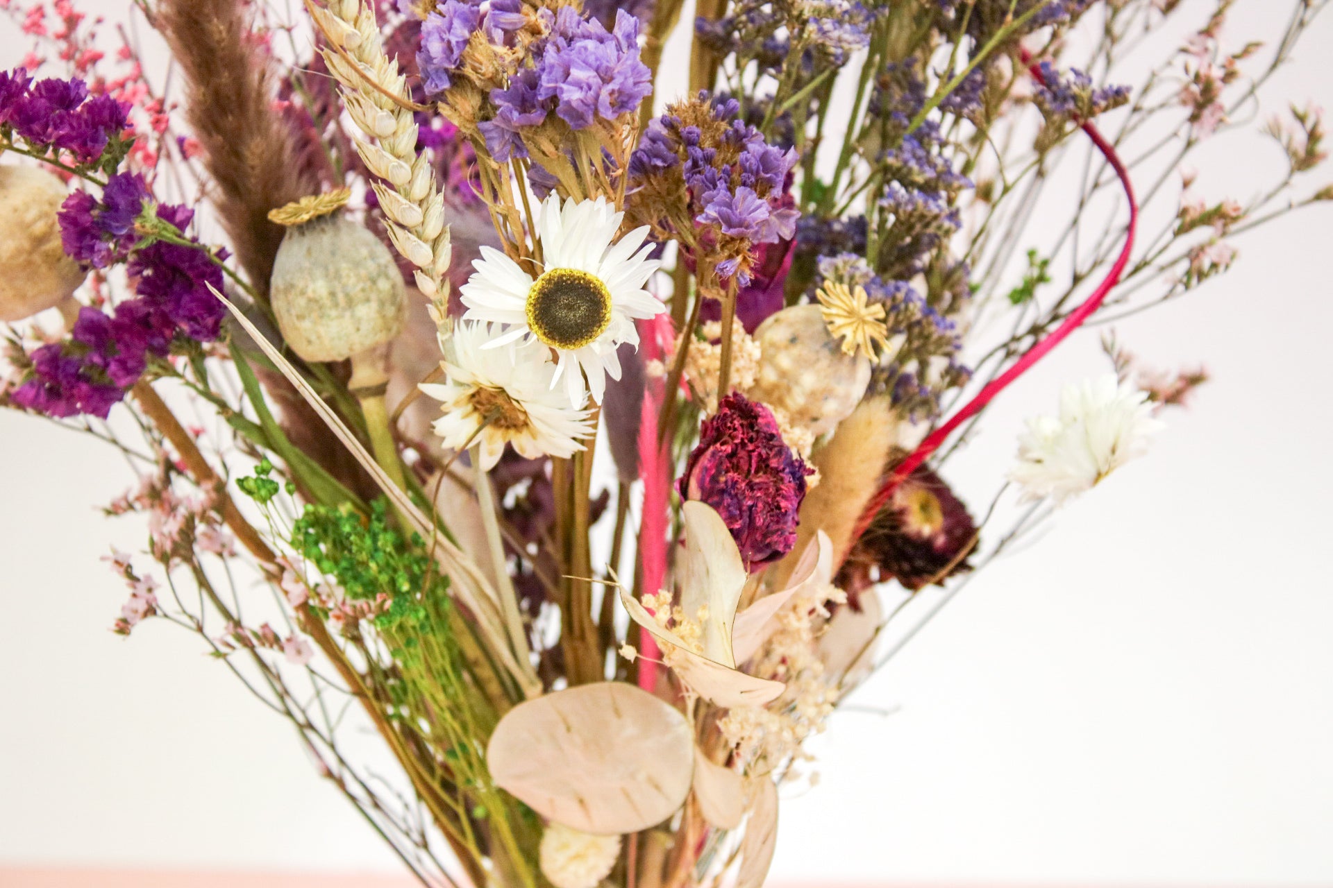 Rustic Wildflower Bouquet with Purple Daisies & Poppy Seed Heads - Dried Flowers, Boho Decor - Magic and Stars -Dried Flowers-Wildest Dreams Flowers