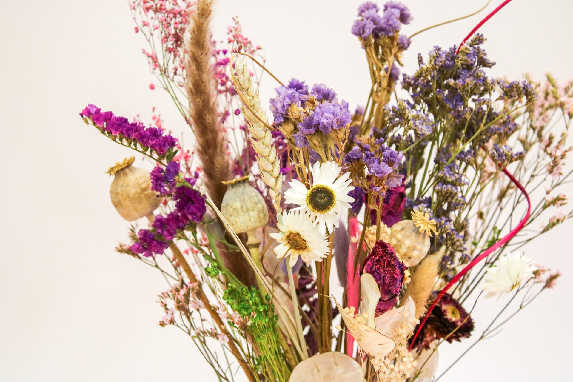 Rustic Wildflower Bouquet with Purple Daisies & Poppy Seed Heads - Dried Flowers, Boho Decor - Magic and Stars -Dried Flowers-Wildest Dreams Flowers