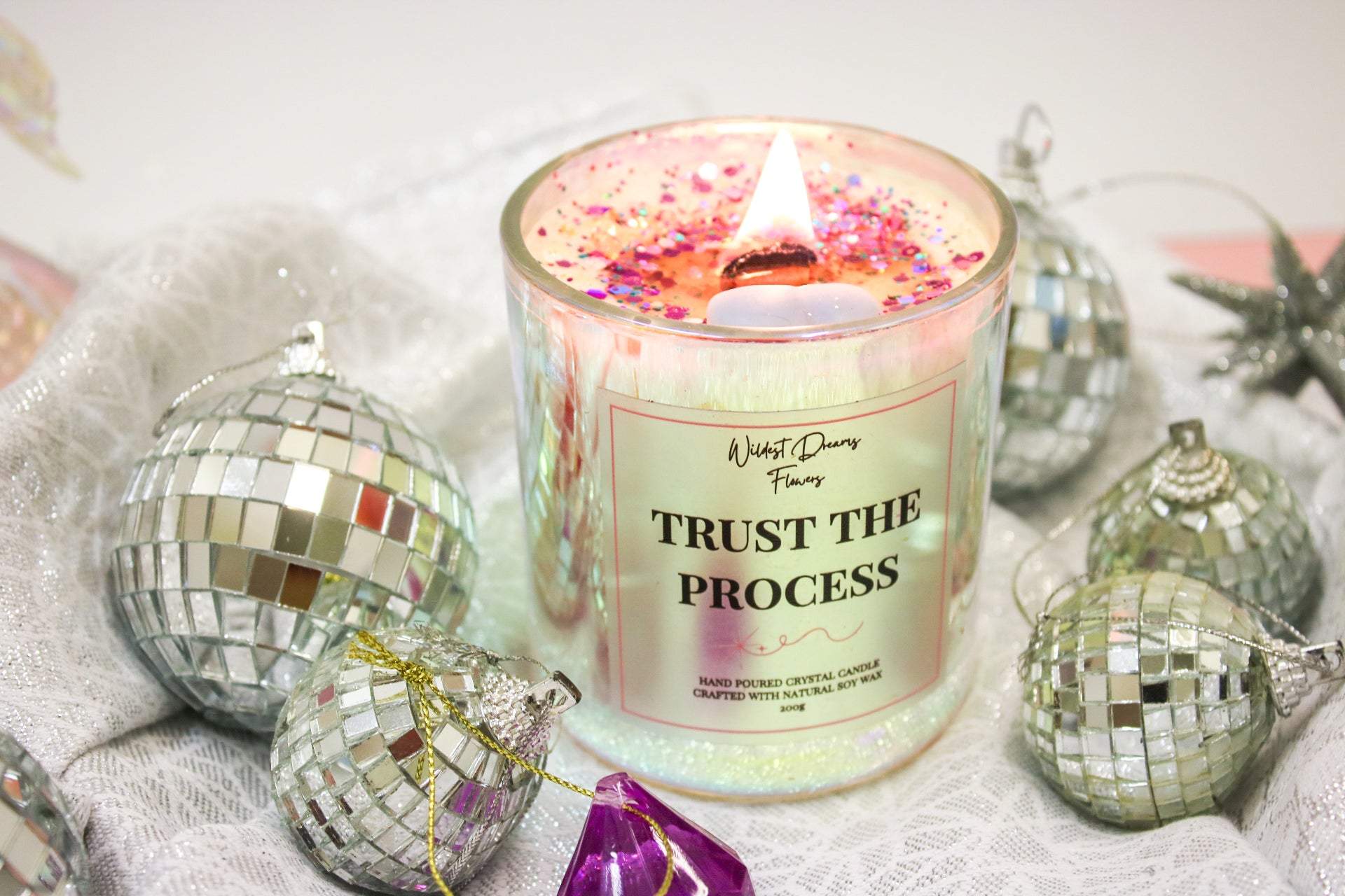 Trust The Process Crystal Candle - Soy Wax Aromatherapy Candle - Magic and Stars -Candles-Wildest Dreams Flowers