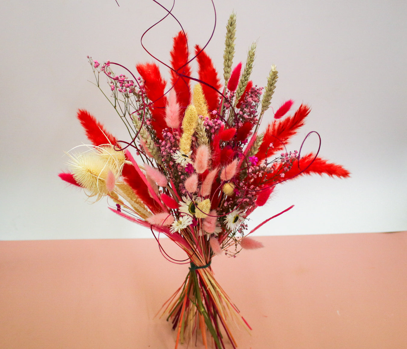 Vibrant Dried Flower Bouquet – Red & Pink Everlasting Decor - Magic and Stars -Dried Flowers-Wildest Dreams Flowers