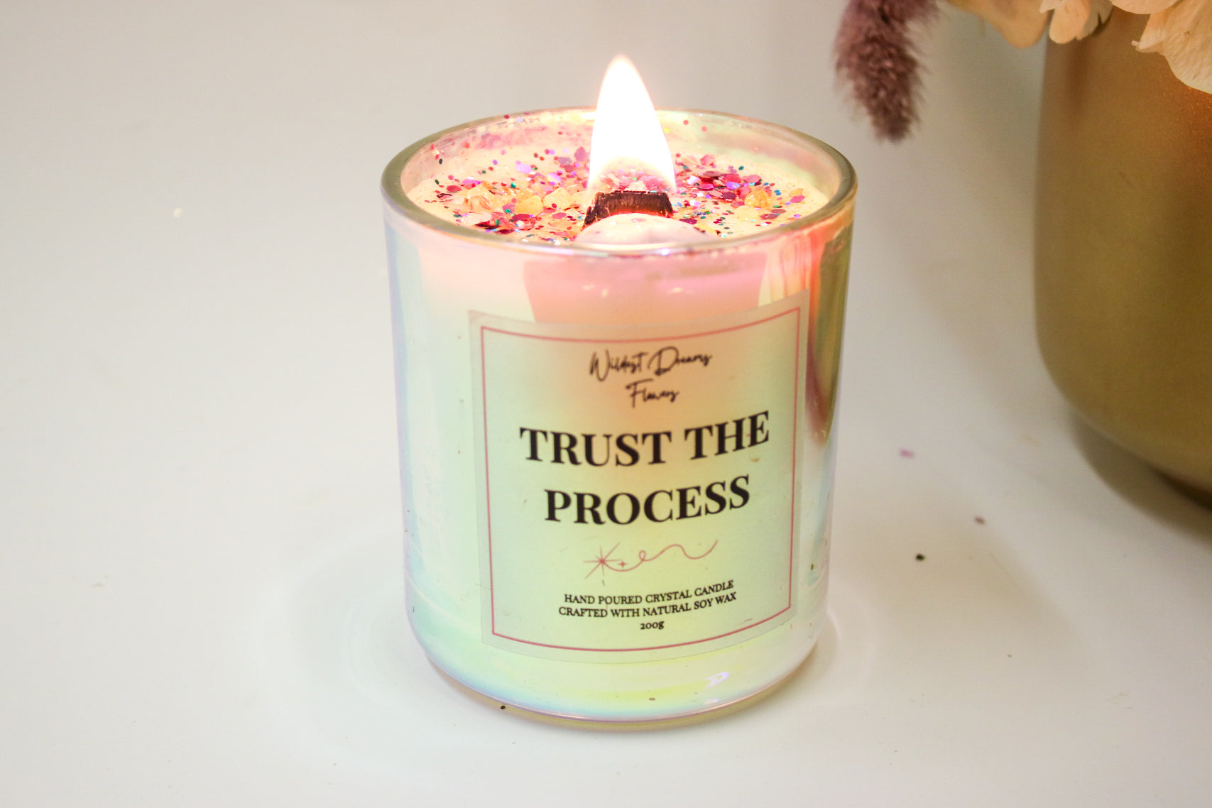 Trust The Process Crystal Candle - Soy Wax Aromatherapy Candle - Magic and Stars -Candles-Wildest Dreams Flowers