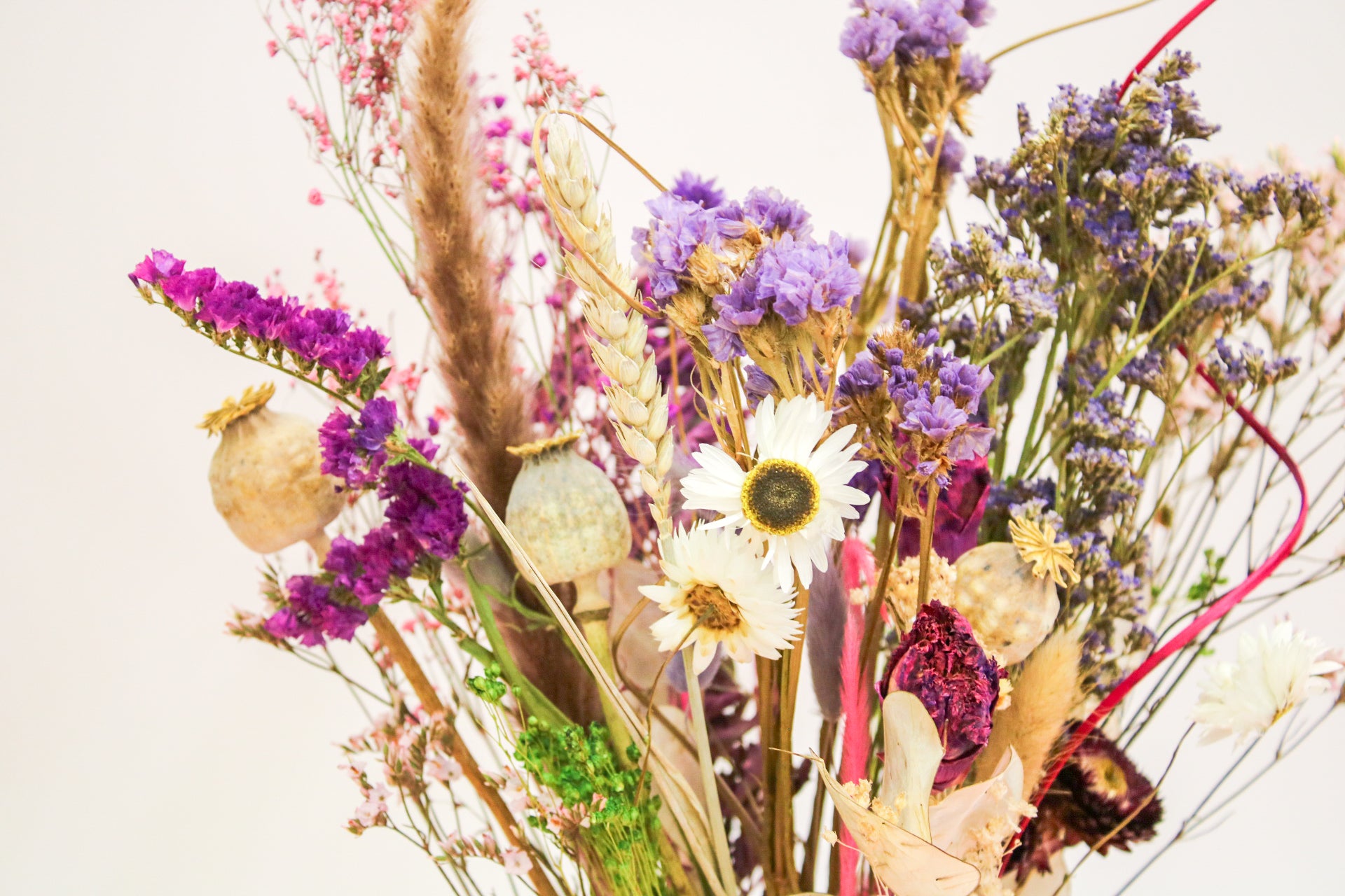 Rustic Wildflower Bouquet with Purple Daisies & Poppy Seed Heads - Dried Flowers, Boho Decor - Magic and Stars -Dried Flowers-Wildest Dreams Flowers