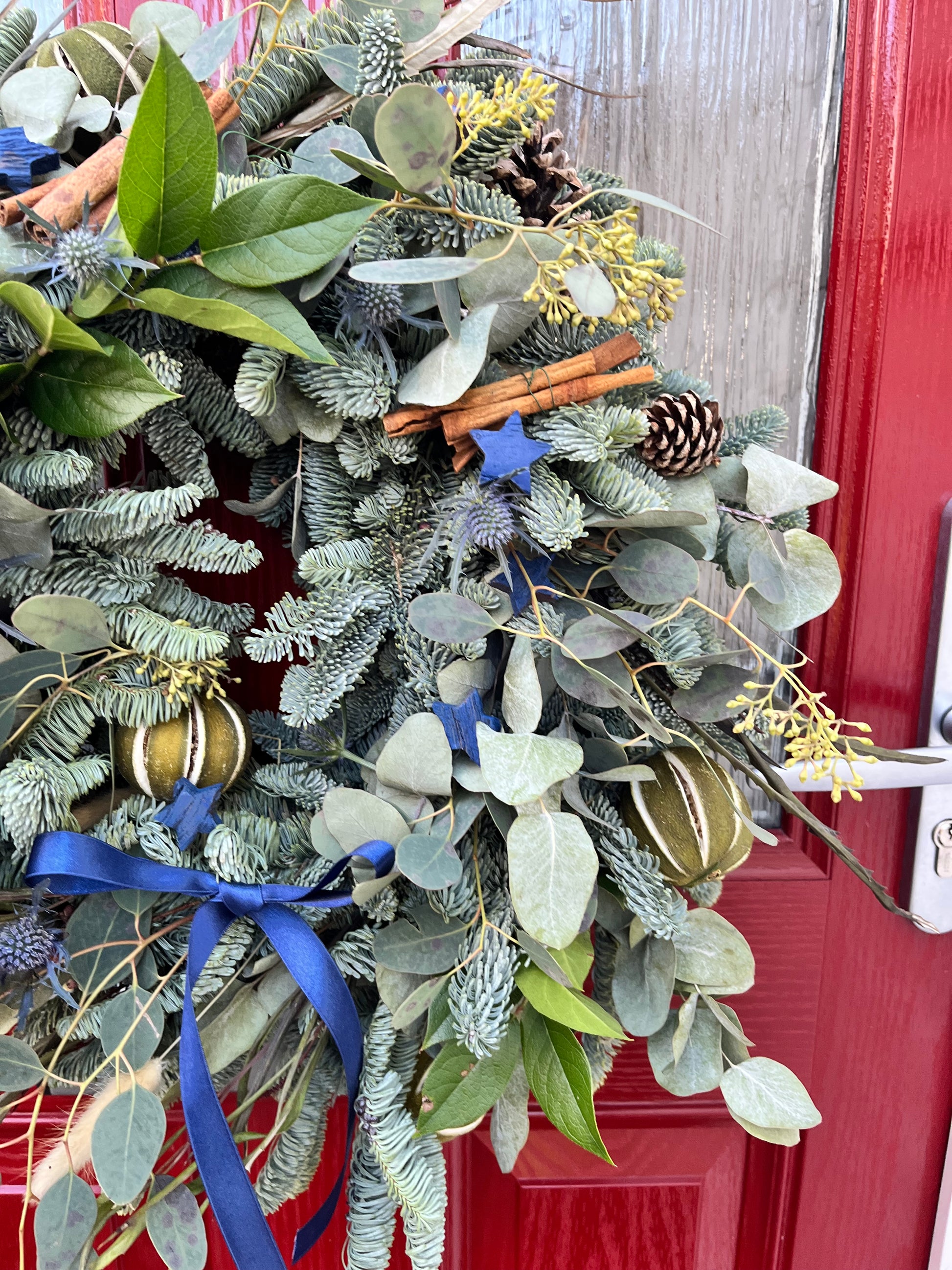 Blue Christmas Wreath | Elegant Winter Wonderland Door Wreath | Luxury Festive Decoration