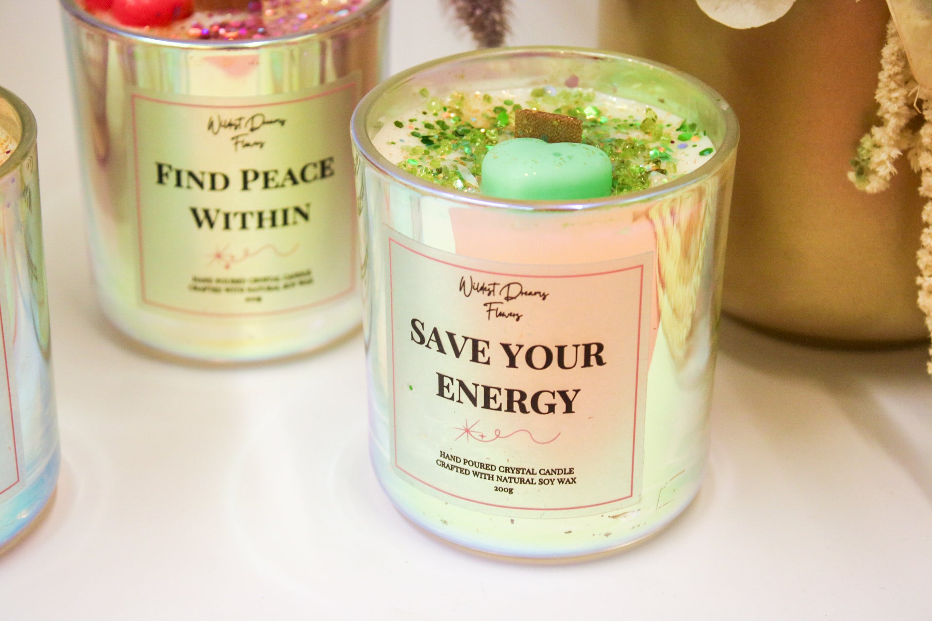 Save Your Energy  Crystal Candle - Soy Wax Aromatherapy Candle - Magic and Stars -Candles-Wildest Dreams Flowers