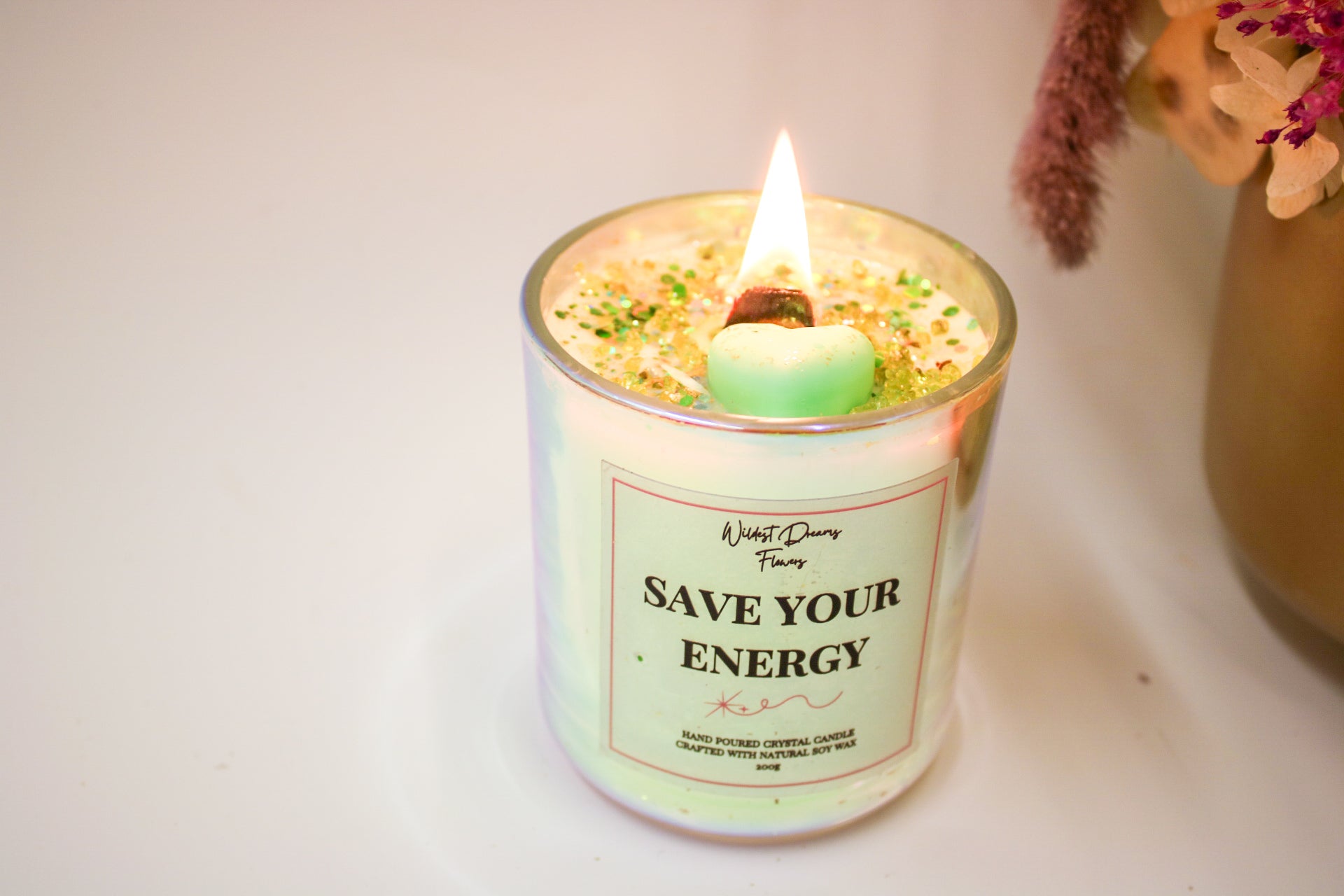 Save Your Energy  Crystal Candle - Soy Wax Aromatherapy Candle - Magic and Stars -Candles-Wildest Dreams Flowers