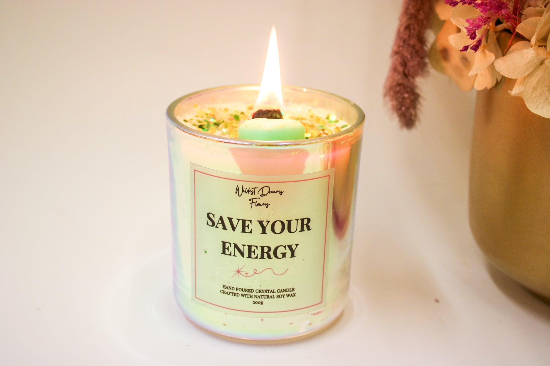 Save Your Energy  Crystal Candle - Soy Wax Aromatherapy Candle - Magic and Stars -Candles-Wildest Dreams Flowers