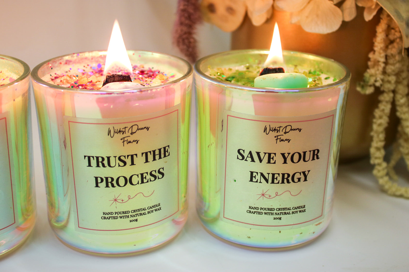Save Your Energy  Crystal Candle - Soy Wax Aromatherapy Candle - Magic and Stars -Candles-Wildest Dreams Flowers