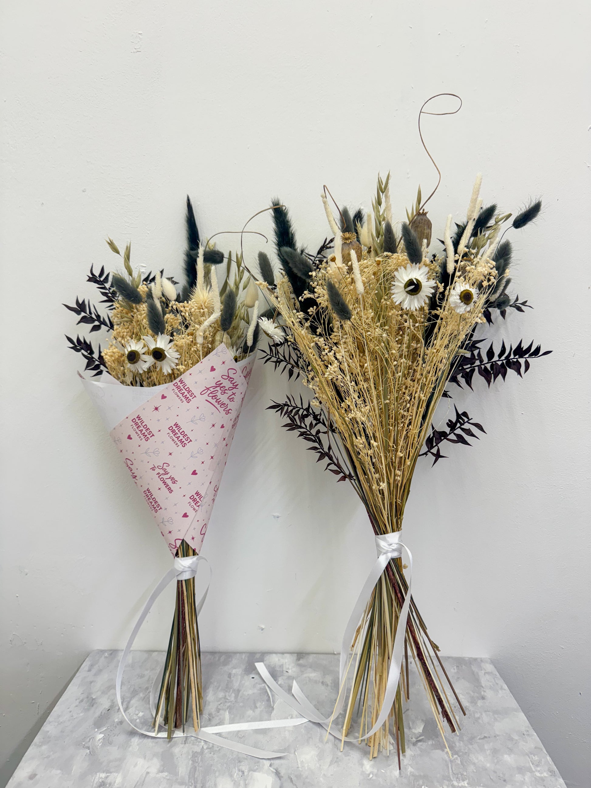 Black & White Dried Flower Bouquet – Monochrome - Wildest Dreams Flowers -Dried Flowers-Wildest Dreams Flowers
