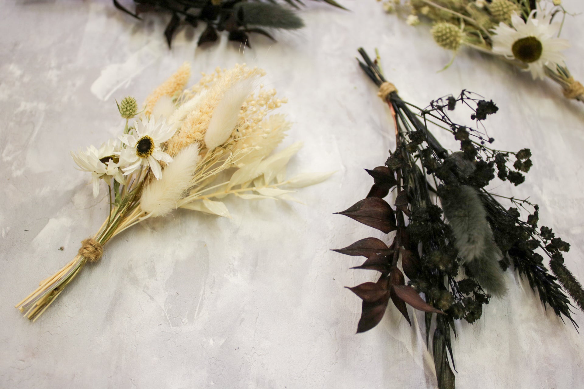 Trio Dried Flower Buttonholes Black, White & Mixed Set - Wildest Dreams Flowers -Dried Flowers-Wildest Dreams Flowers