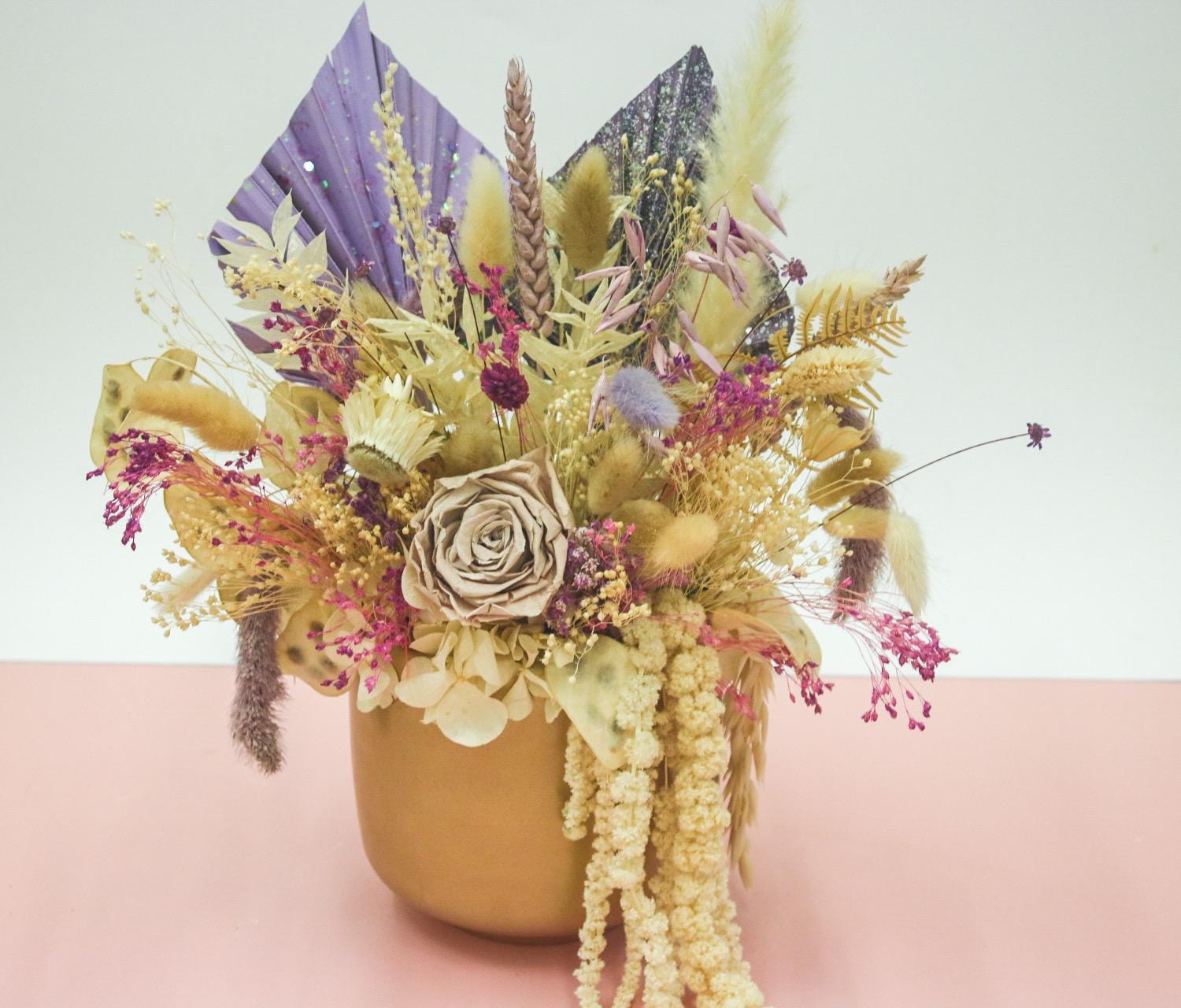 Purple Dried Flower Arrangement in Gold Pot | Luxury Preserved Flowers - Magic and Stars --Wildest Dreams Flowers