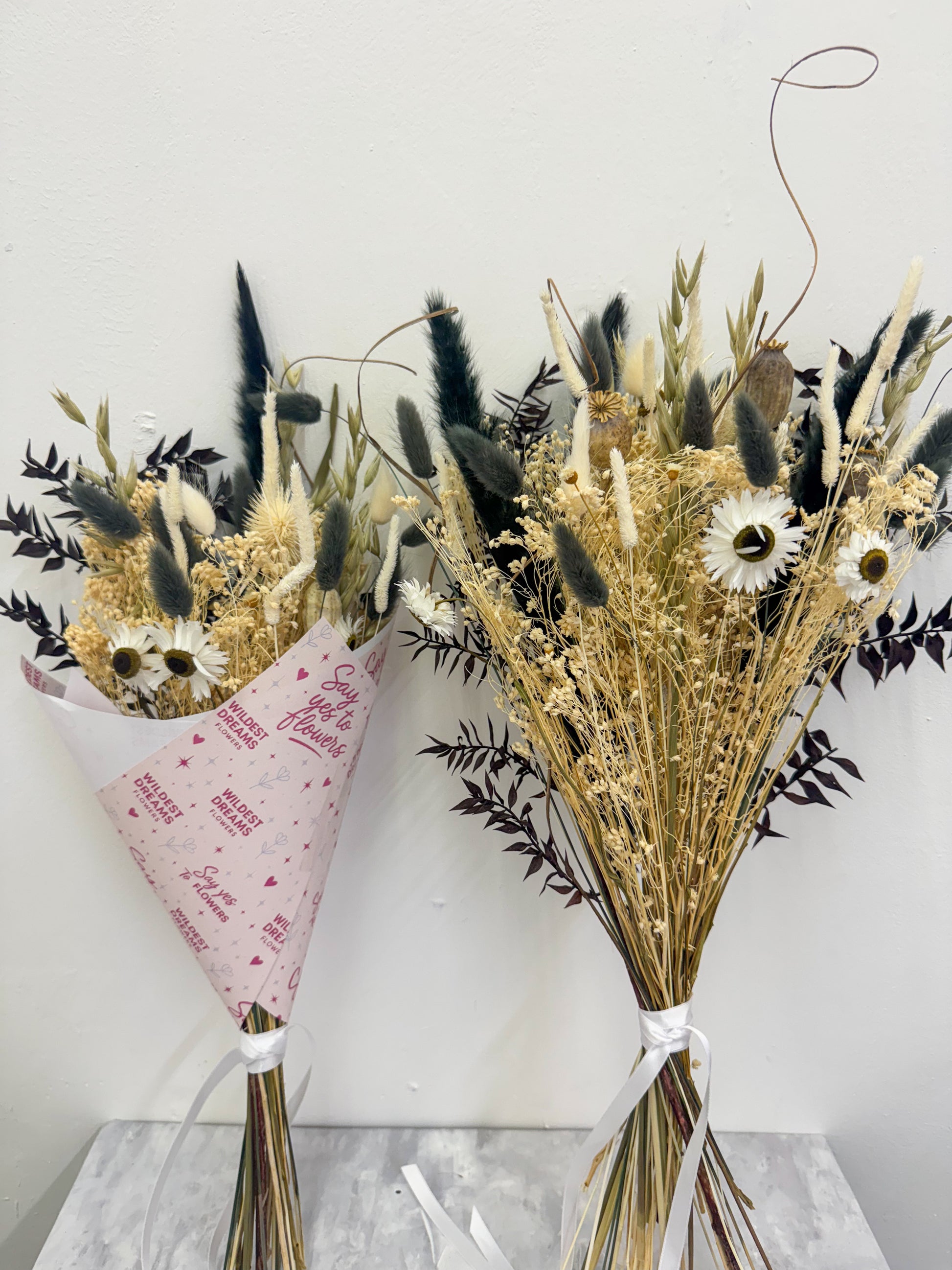 Black & White Dried Flower Bouquet – Monochrome - Wildest Dreams Flowers -Dried Flowers-Wildest Dreams Flowers