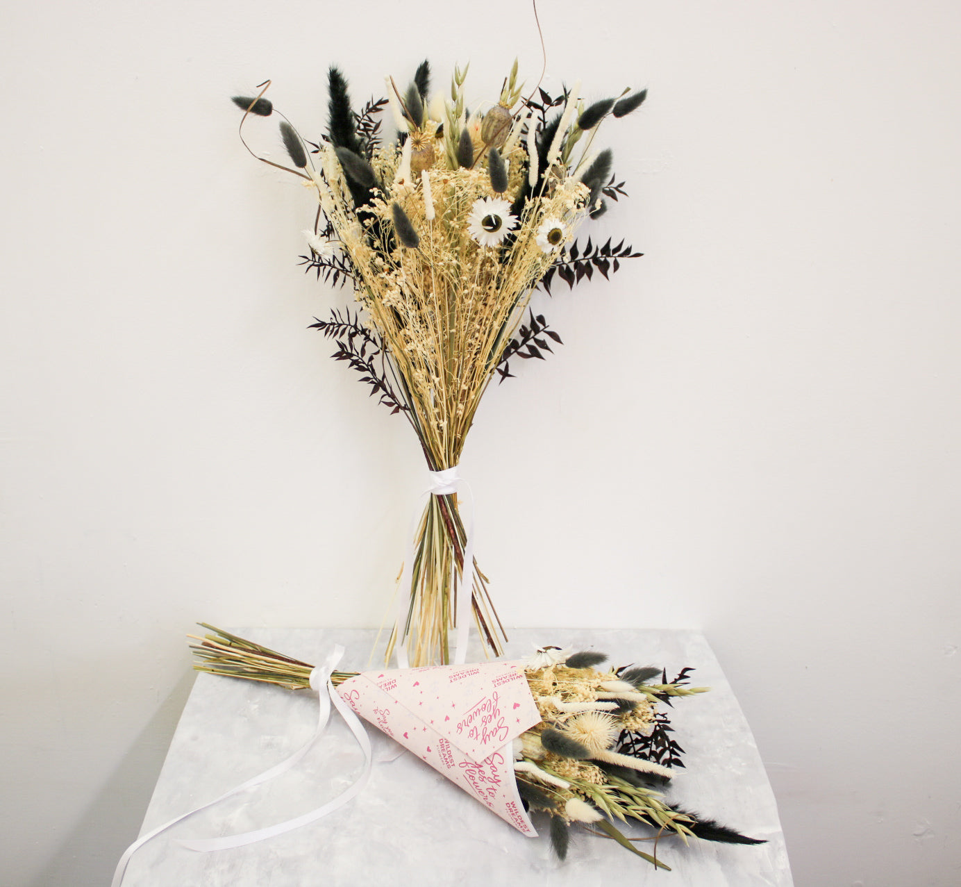 Black & White Dried Flower Bouquet – Monochrome - Wildest Dreams Flowers -Dried Flowers-Wildest Dreams Flowers