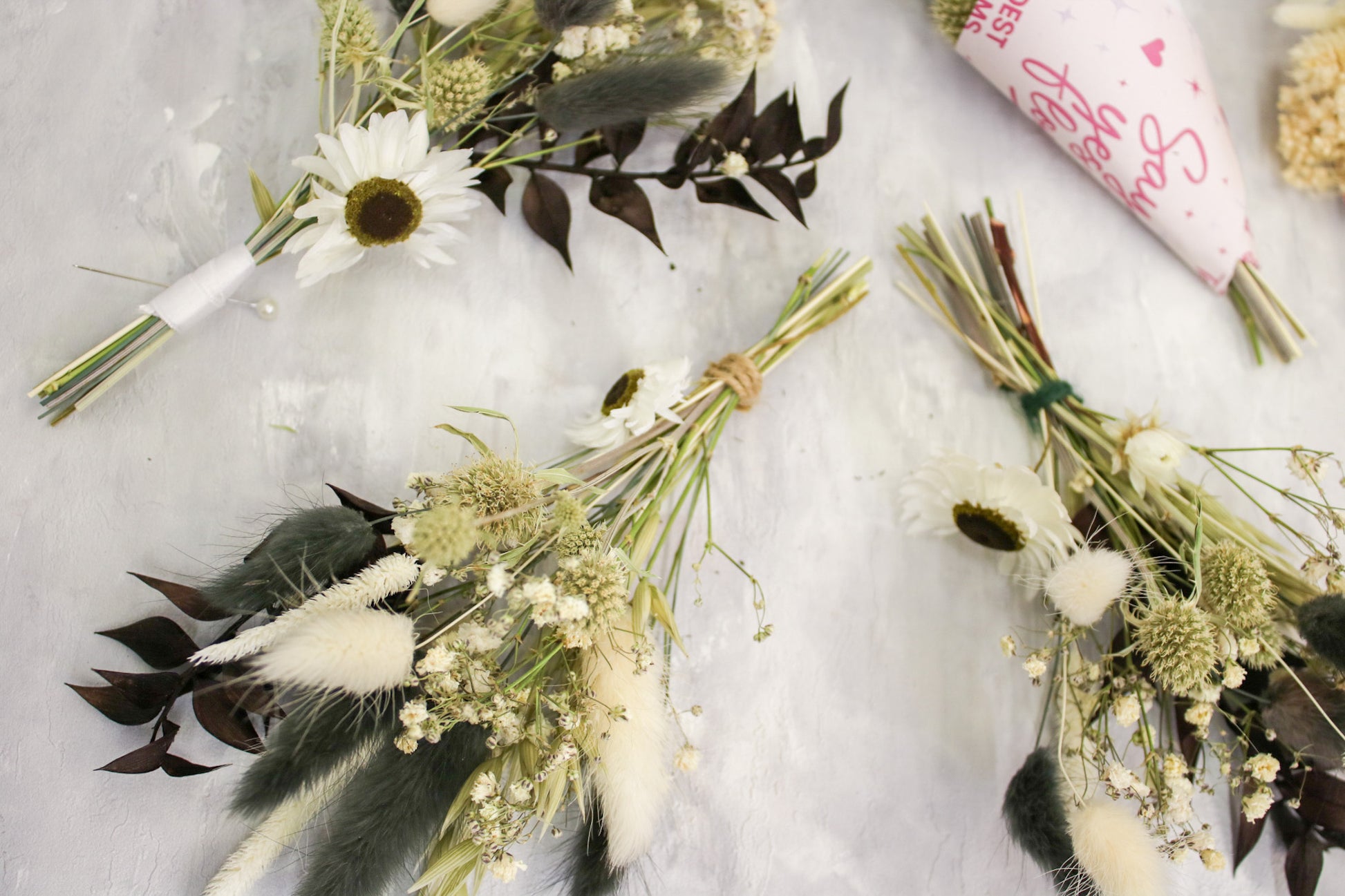 Mixed Black and White Dried Flower Buttonhole - Wildest Dreams Flowers --Wildest Dreams Flowers
