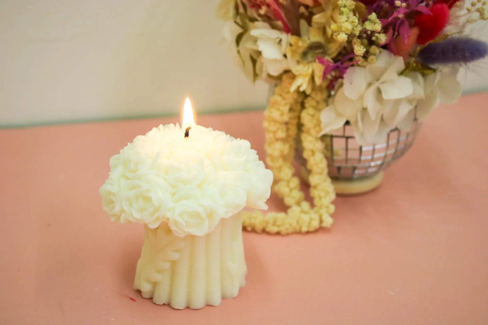 Rose Candle with Roses | Floral Candle Scented Rose Candle - Magic and Stars -Candles-Wildest Dreams Flowers