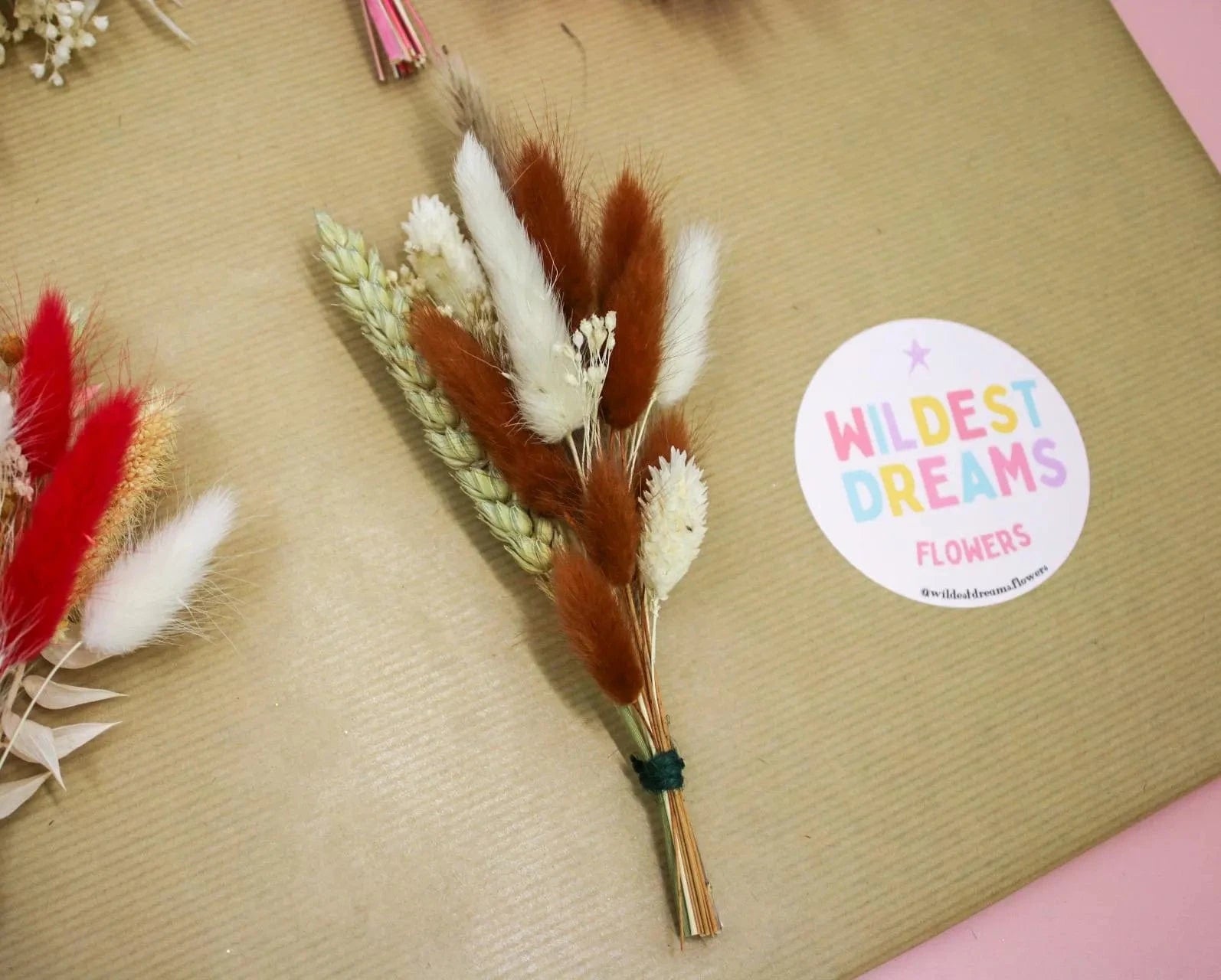 Rustic Brown and White Dried Flower Buttonhole - Magic and Stars --Wildest Dreams Flowers