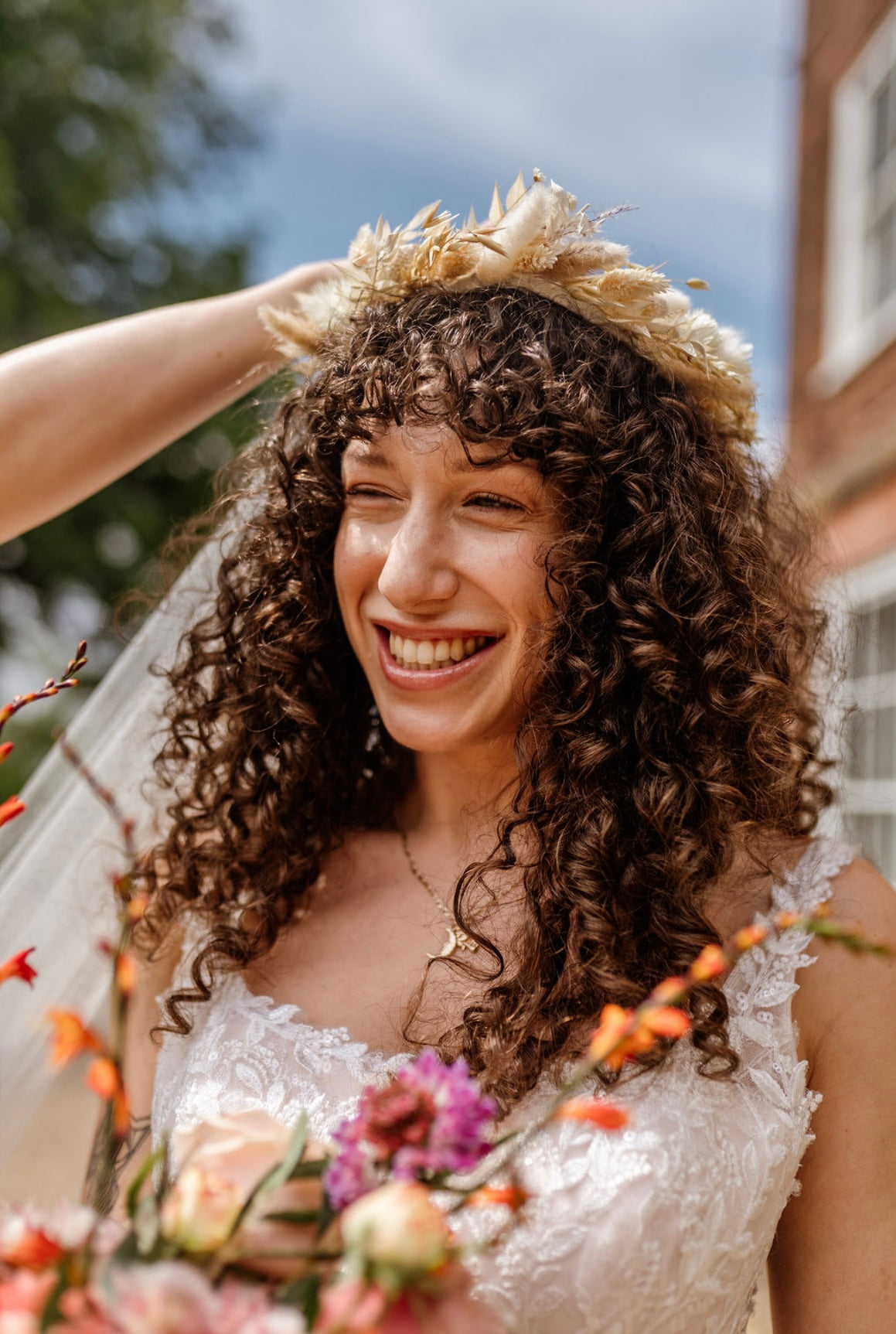 Boho Natural Dried Flower Crown with Pampas Grass – Handmade Floral Headpiece - Magic and Stars -wedding flowers-Wildest Dreams Flowers