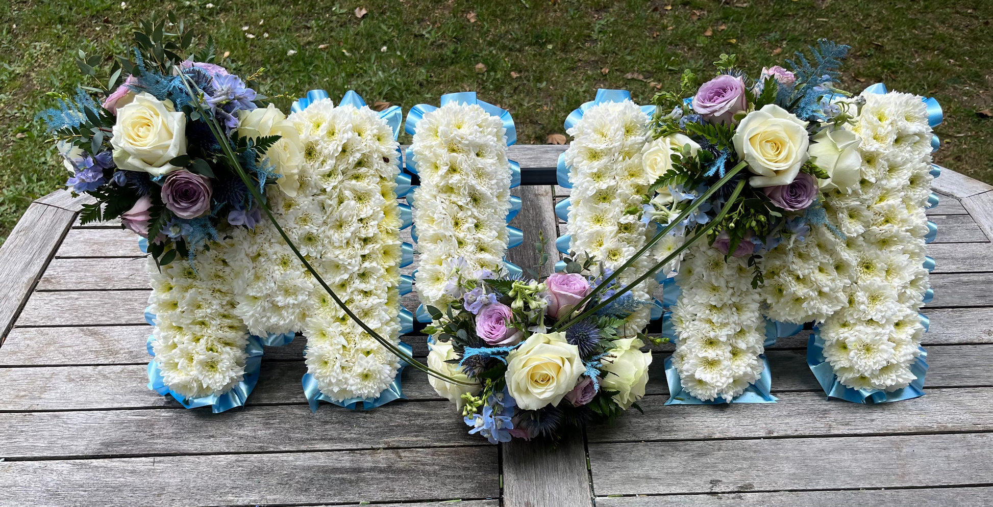 NAN Personalized Named Floral Tribute – Custom Funeral Letter Arrangement - Magic and Stars -fresh flowers-Wildest Dreams Flowers