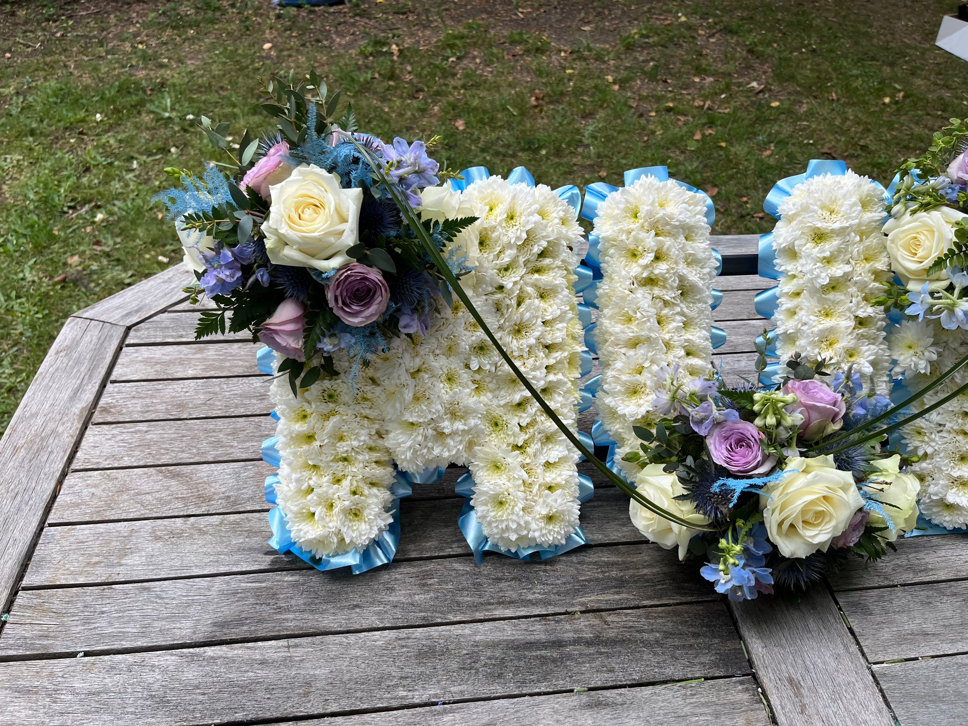 NAN Personalized Named Floral Tribute – Custom Funeral Letter Arrangement - Magic and Stars -fresh flowers-Wildest Dreams Flowers
