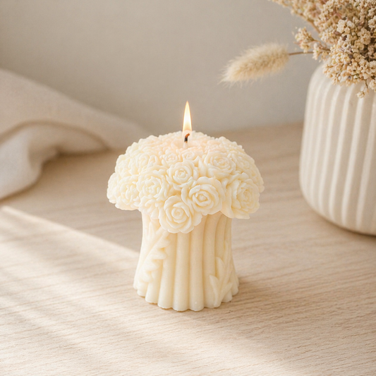Floral Bouquet Candle | Handmade Soy Wax Flower Candle | Lavender, Wildflower & Peony Scent UK