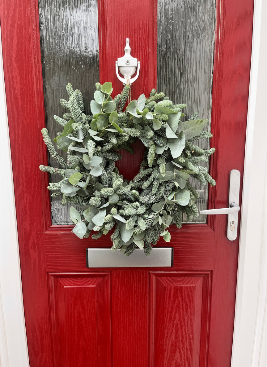 Fresh Green Christmas Wreath | Pine & Eucalyptus Door Wreath | Natural Festive Decoration
