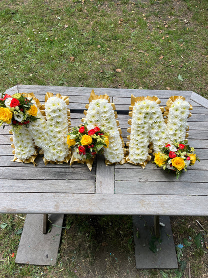 NAN Personalized Named Floral Tribute – Custom Funeral Letter Arrangement - Wildest Dreams Flowers -fresh flowers-Wildest Dreams Flowers