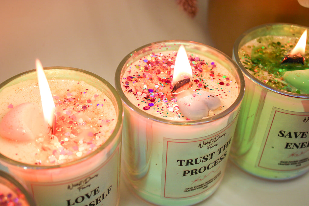 Find Peace Within Crystal Candle  - Soy Wax Aromatherapy Candle - Magic and Stars -Candles-Wildest Dreams Flowers