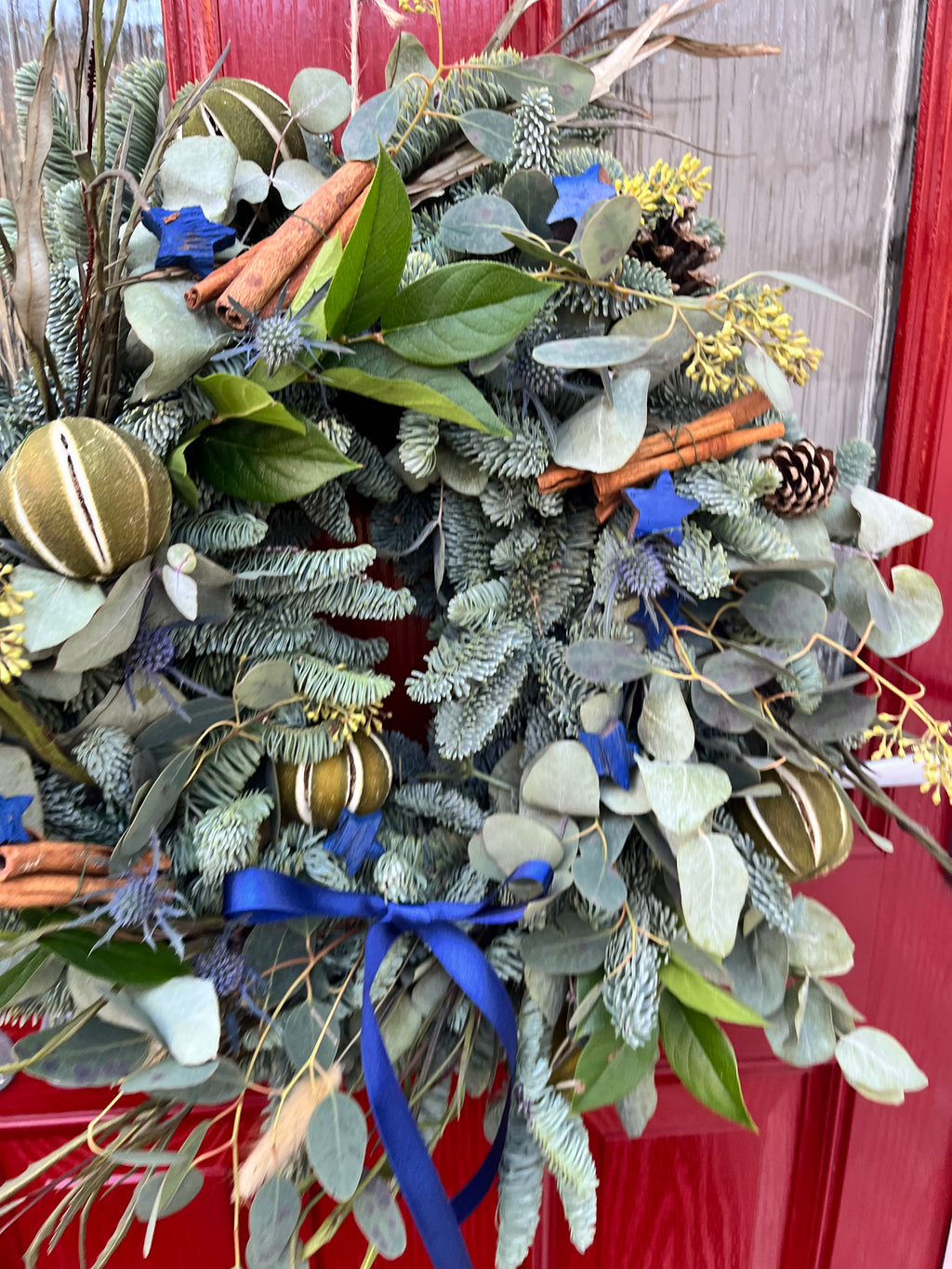 Blue Christmas Wreath | Elegant Winter Wonderland Door Wreath | Luxury Festive Decoration