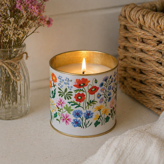 Wildflower Tin Candle Set | Handmade Soy Candle Gift | Floral Scented | Reusable Tin UK