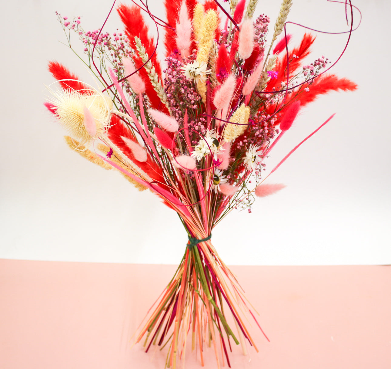 Vibrant Dried Flower Bouquet – Red & Pink Everlasting Decor - Magic and Stars -Dried Flowers-Wildest Dreams Flowers