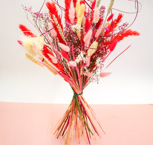 Vibrant Dried Flower Bouquet – Red & Pink Everlasting Decor - Magic and Stars -Dried Flowers-Wildest Dreams Flowers 
