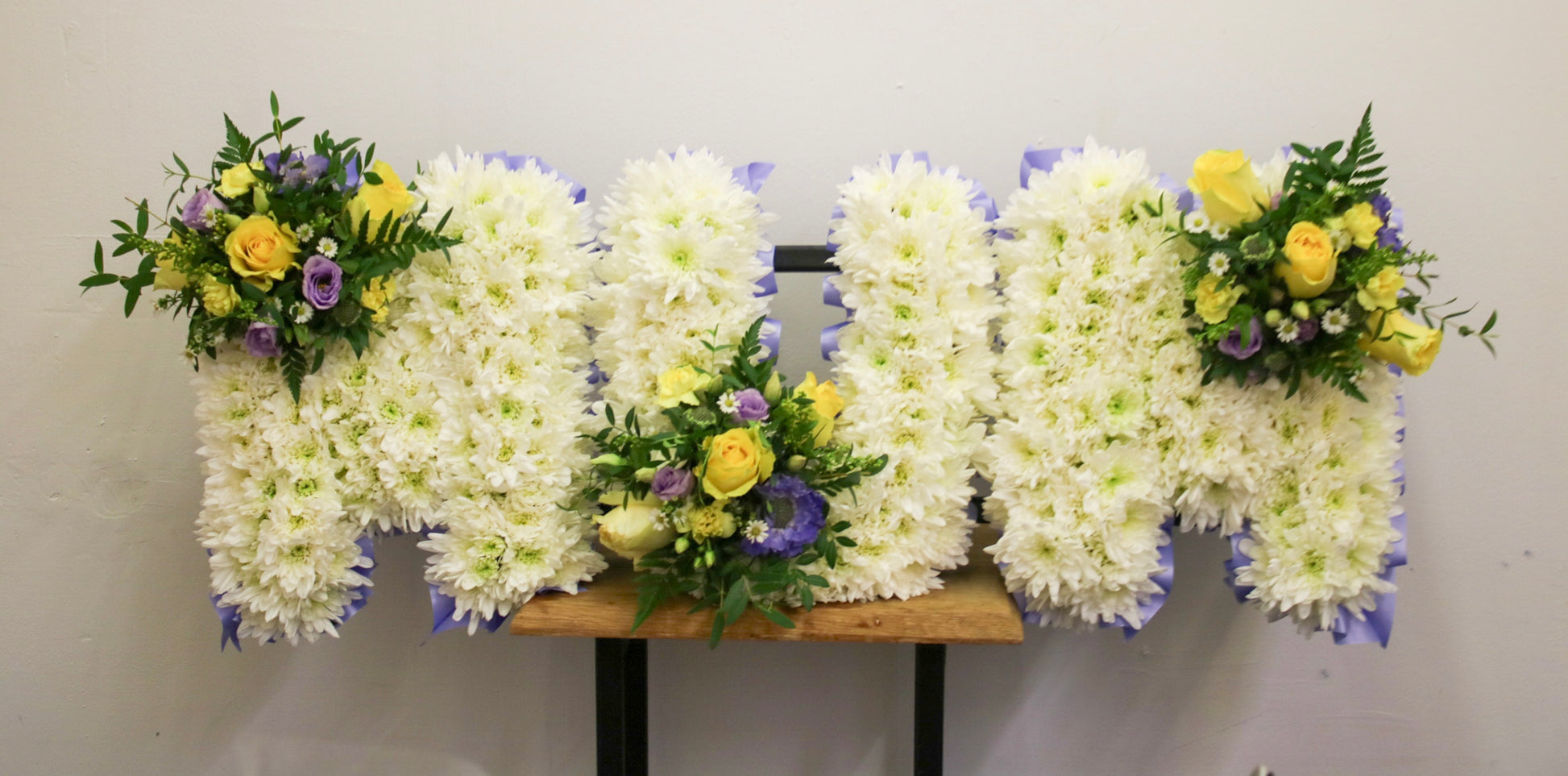 MUM Personalized Named Floral Tribute – Custom Funeral Letter Arrangement - Wildest Dreams Flowers -funeral Flowers-Wildest Dreams Flowers