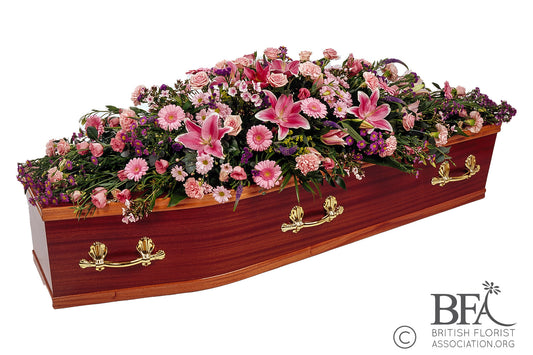 Pink Double Ended Casket Spray Pink Bloom Seasonal Flower Selection