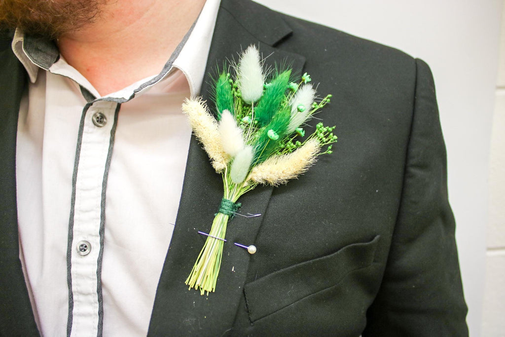Dark Green Flower buttonhole - Magic and Stars --Wildest Dreams Flowers 