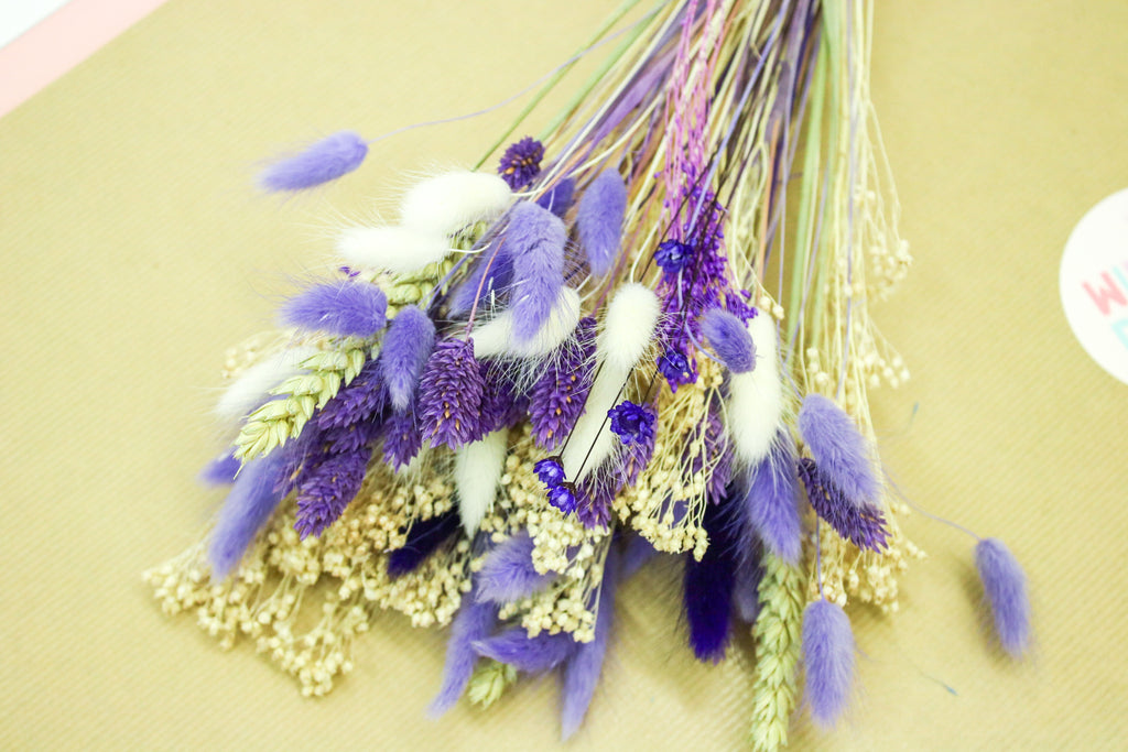 White & Purple Dried Flower Bouquet - Magic and Stars -Dried Flowers-Wildest Dreams Flowers 