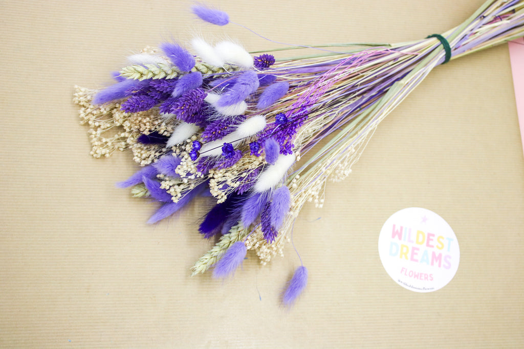 White & Purple Dried Flower Bouquet - Magic and Stars -Dried Flowers-Wildest Dreams Flowers 