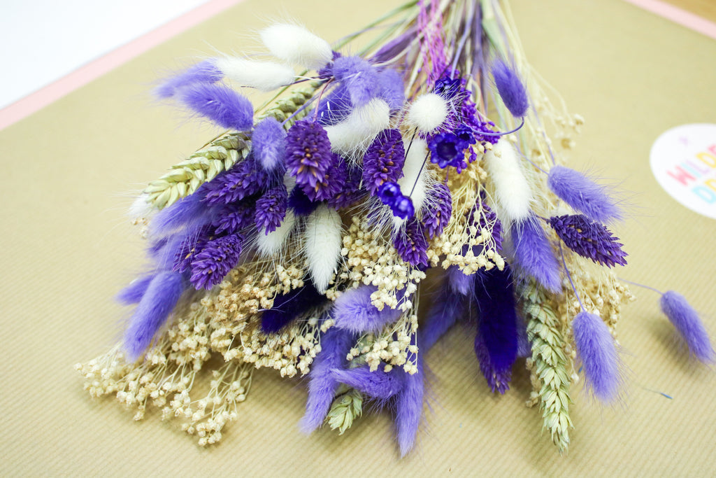White & Purple Dried Flower Bouquet - Magic and Stars -Dried Flowers-Wildest Dreams Flowers 
